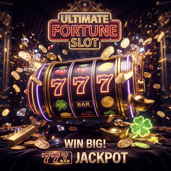Interfaz de casino premium con luces neón y fichas doradas